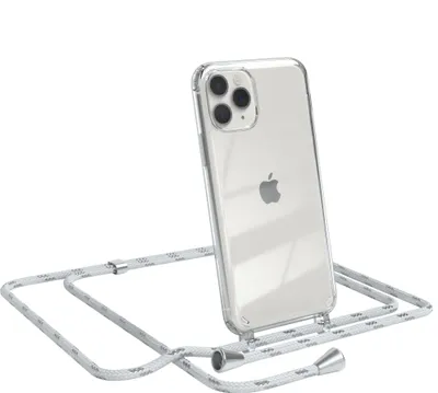 Produktbild von EAZY CASE Handykette kompatibel mit Apple iPhone 11 Pro, Handyhülle mit Umhängeband, Handykordel, Schutzhülle Clear, Band in Weiß