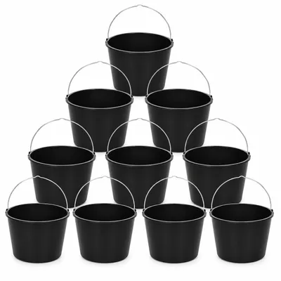 Produktbild von 10er Set Baueimer 20 L, Kunststoffeimer mit Metallbügel, Messskala, stapelbar., KI-generiertes Bild
