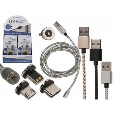 Produktbild von USB-Kabel mit 3 magnetischen Aufsätzen