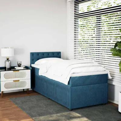 Produktbild von vidaXL Boxspringbett mit Matratze Blau 100x200 cm Samt