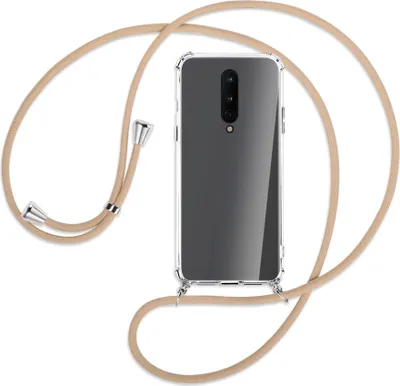 Produktbild von Handykette Backcover-Schutzhülle mit Band (Metall silberfarben) für OnePlus 8 - beige