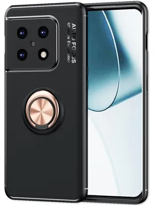 Produktbild von Matt-Schwarze Ringhülle für OnePlus 10 Pro - Handy Silikon Hülle Smartphone Case Rose Gold