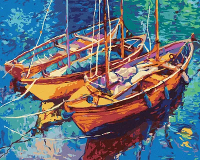 Produktbild von Zuty - Malen nach Zahlen - BOOTE AUF DEM WASSER, 40x50 cm, mit Keilrahmen (bereits gespannt)