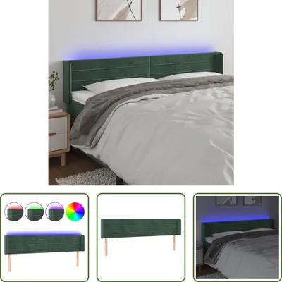 Produktbild von The Living Store LED Kopfteil Dunkelgrün 203x16x78/88 cm Samt
