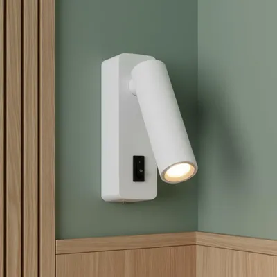 Produktbild von Wandleuchte für Innenräume, weiß, 2 W, schwenkbar. Leselampe, warmes Licht 3000