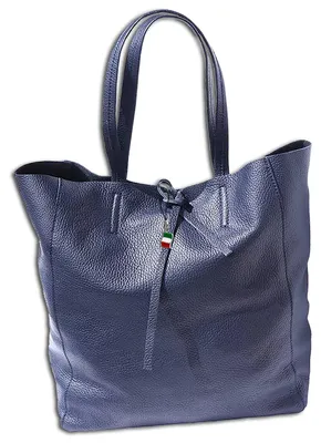 Zdjęcie produktu dla Florence damska skórzana torba na zakupy z uchwytem niebieska 30x35x15 cm OTF112M