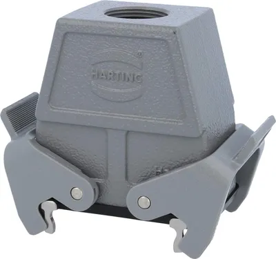 Image de Boîtier de raccordement HARTING Han 10B haut, sortie de câble droite 1xM25, avec 2 étriers transversaux, raccord vissé M25, plage de serrage 9,0 mm