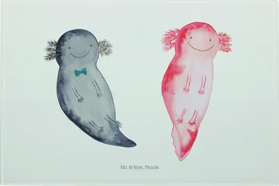 Produktbild von Mr. & Mrs. Panda Servierplatte Axolotl Freundin - Weiß - Geschenk, Hackbrett, Frühstücksbrett, Lurch, Küchenbrett, Liebe, Schneideunterlage, Schneidebrett, Valentinstag