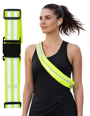Produktbild von First Aid Only Reflektorgurt Neon-Gelb | Onesize Reflekorband nach EN ISO 20471 | Tasche für Mobiltelefon oder Geldbörse | Sicherheit für Fahrrad, Joggen und Straßenverkehr | Waschbar | P-91918 00