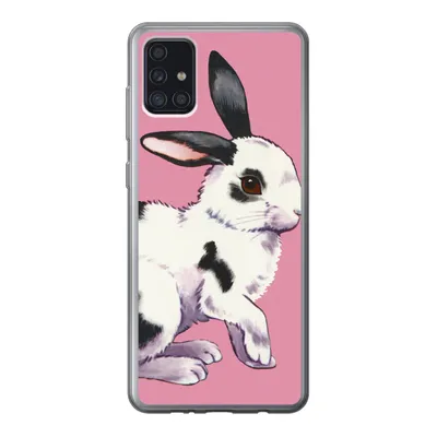 Produktbild von MuchoWow® Handyhülle Schutzhülle Hülle für Samsung Galaxy A52 5G Kaninchen mit rosa Hintergrund Silikon Softcase Handy Hülle - Umschlag
