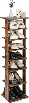 Produktbild von GOPLUS Schuhregal mit 7 Regalfächern, Platzsparender Schuhschrank, Schuhständer aus Holz, Multifunktionale Schuhablage, bis zu 10 kg Belastbar (Braun)