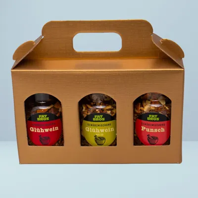 Produktbild von Wintertrio Gewürzmischungen für Glühwein und Punsch in der Goldbox