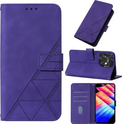 Produktbild von Hülle für Tecno Spark 10C Prägung Flip Leder Kartenfächer Schutzhülle mit Ständer Lila