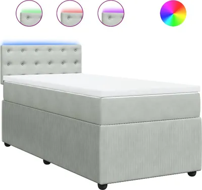 Produktbild von vidaXL Boxspringbett mit Matratze Hellgrau 80x200 cm Samt