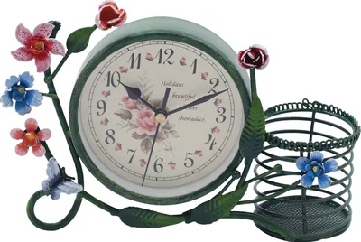 Produktbild von Vintage Wecker Analog Kreative Tischuhr Metall Eisen Uhr für Jungen Mädchen Kinder Schlafzimmer Wohnzimmer Büro (Grün)