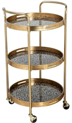 Produktbild von DRW Servierwagen mit 3 Ablagen aus Metall, goldfarben, 87,5 x 50 x 44,6 cm
