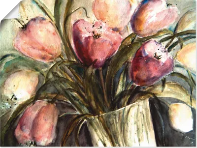 Produktbild von ARTland Poster Lila Tulpen in Vase Größe: 40x30 cm