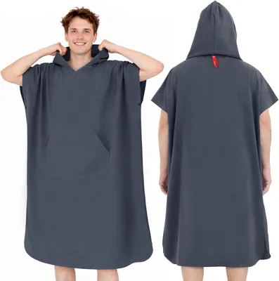 Produktbild von Mikrofaser Badeponcho Damen & Herren, Umziehhilfe & Handtuch zugleich, Surfponcho Saugstark Schnelltrocknend, Ultraleicht Kompakt Unisex fš¹r Wassersport, Surfen, Strand & Camping L