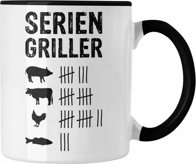Produktbild von Trendation - Grillen Tasse Geschenk Männer Steak Liebhaber Grillen Geschenkidee Vater (Schwarz)
