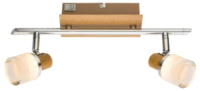 Produktbild von LED Deckenlampe, Chrom, Holz, Spots verstellbar, L 35 cm