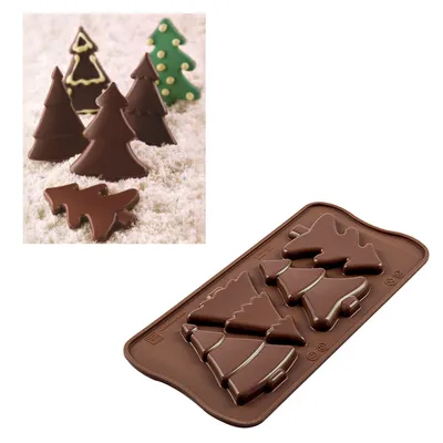 Obrázok produktu pre PRALINE MOLD Silikónová forma na čokoládu Ovocná guma Čokoládová tyčinka VÍNO Vianočný stromček