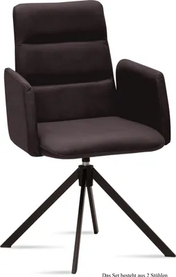 Produktbild von Armlehnstuhl drehbar (2er-Set) Deidre 52x92x60 Schwarz/Espresso