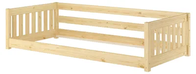 Produktbild von Niedriges Kinderbett Bodenbett 90x200 Kiefer massiv Zubehör wählbar V-60.28-09Rollrost inkl.