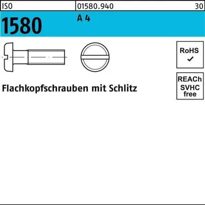 Produktbild von Reyher Flachkopfschrauben ISO 1580 A 4 M 5 x 50 A 4 (100 Stück)