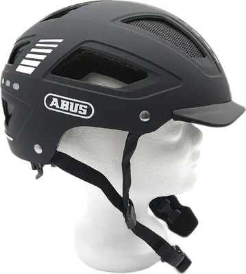 Produktbild von ABUS Fahrradhelm mit Licht - Hyban 2.0 LED - Vorder- und Rücklicht & robuste Hartschale - für Damen und Herren - Schwarz Matt, Größe L (56-61 cm)