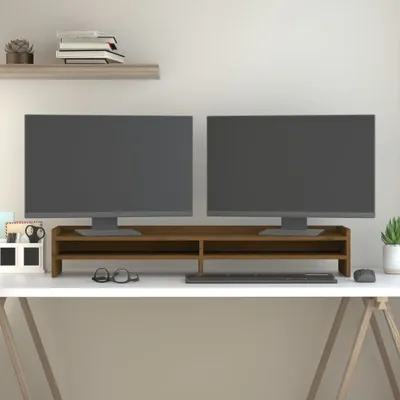 Produktbild von HOMMIE Bildschirmständer/Monitorständer - Modernes Notebookständer - Honigbraun 100x24x16cm Massivholz Kiefer Promotion331845 - Computertische