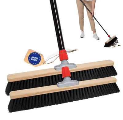 Produktbild von Novaliv Grosser Besen 2x Saalbesen 80 cm mit Stiel Borsten Kunstborsten besen fein Ideal als Werkstattbesen mit Stiel Hallenbesen Industriebesen Hausbesen Kehrbesen Zimmerbesen Haarbesen Besen Groß