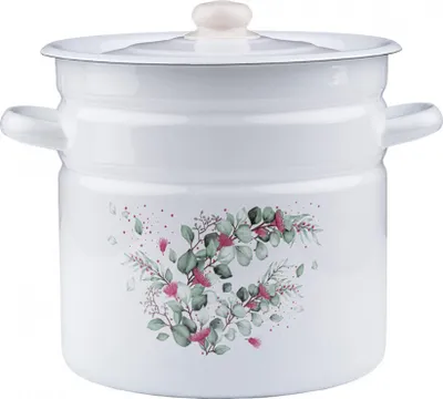 Produktbild von Emaille Topf 12L Kochtopf Universaltopf Suppentopf Induktion Fleischtopf Eukalyptus + Deckel