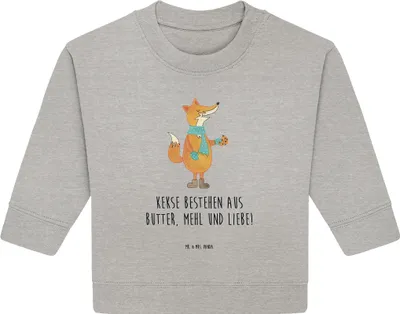 Produktbild von Mr. & Mrs. Panda Organic Baby Pullover Fuchs Keks 12. - 18. Monat - Heather Grey - Geschenk, Plätzchen, Füchse, Winter, Weihnachtlich, Bullover, Weihnachten, Frieren
