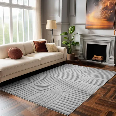 Obrázek produktu pro Homebyhome Vysoký Chlup Koberec do Obývacího Pokoje, Skandinávský Boho Styl, 3D Optika, M?kký a Hebký Shaggy, Velikost: 120x170 cm