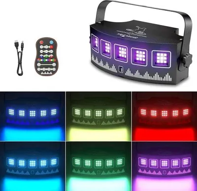 Image de Spot LED avec 45 diodes électroluminescentes et 7 modes de réglage - Télécommande et fonction minuterie - Compatible USB - Câble de 4 m - Pour les fêtes d'Halloween et autres événements