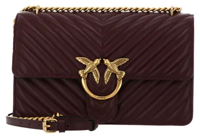 Produktbild von PINKO Umhängetasche Love One Classic DC Sheep Nappa Chevron Burgundy Wine - Antique Gold dunkelbraun