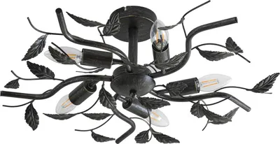 Produktbild von Lindby Deckenlampe Yos, 5-flg., 58 cm, schwarz-gold, E14