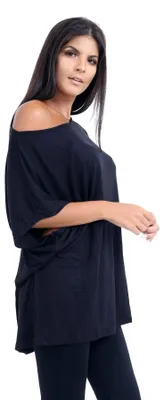 Productafbeelding van Janisramone, dames, nieuwe collectie: top met wijde mouwen, model "batwing", halterneck en losse pasvorm
