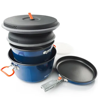 Obrázok produktu pre GSI Outdoors 44224, Súprava hrncov, Hliník, Nylon, Silikón, Čierna, Modrá, Nerezová oceľ, Hliník, 1,11 kg