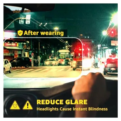 Produktbild von Nachtsichtbrille für Nachtfahrten mit gelben, polarisierten Gläsern und Blendschutz für Autofahrer und Brillenträger