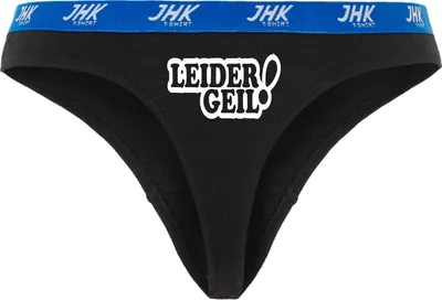 Produktbild von Damen Thong Slip - Boxer-0031-woman-black-v-L - schwarz - L - vorn - Leider Geil - lustiges Motiv - Spruch - Unterwäsche - Unterhose - Freizeit - lustig