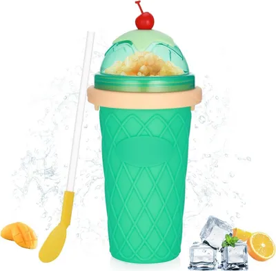 Immagine prodotto di Hejo Slushy Maker Cup Tazza in silicone riutilizzabile per granite Coppa gelato 2 in 1 Cucchiaio a cannuccia
