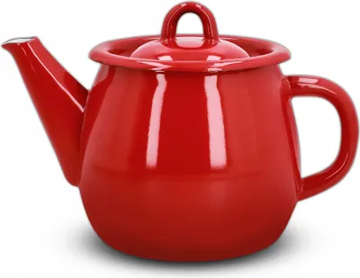 Produktbild von AGD OLKUSZ | Teekanne Emaliert - 1l - Rot - Induktionsgeeignet - Hygienisch und Elegant