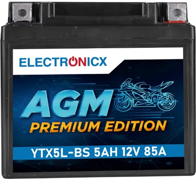 Immagine prodotto di Batteria Electronicx AGM per moto YTX5L-BS 12V 5Ah per scooter CTX5L-BS GTX5L-BS Senza manutenzione