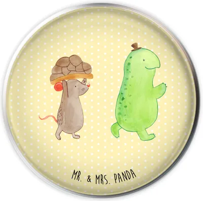 Produktbild von Mr. & Mrs. Panda Waschbecken Stöpsel Schildkröte Maus - Gelb Pastell - Geschenk, Beste Freundinnen, waschbeckenstöpsel, Waschbecken-Stopfen, Freunde, Abflussstöpsel