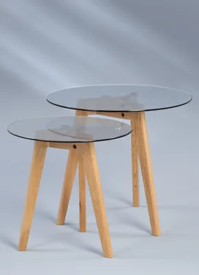 Produktbild von Couchtisch Beistelltisch YOSH 2-Satztisch Eiche massiv