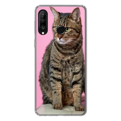 Produktbild von MuchoWow® Handyhülle Schutzhülle Hülle für Huawei P30 Lite Katze - Rosa - Pouf - Mädchen - Kinder - Kinder Silikon Softcase Handy Hülle - Handyhülle
