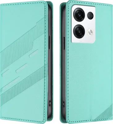 Produktbild von Hülle für Oppo Reno8 Pro 5G, Kunstleder Brieftaschen Handyhülle mit Kartenfach und Standfunktion Türkis