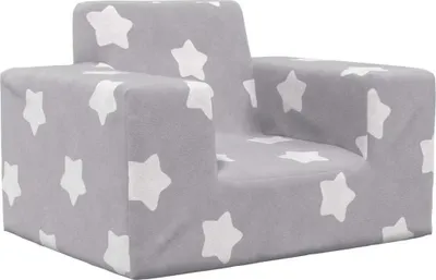 Produktbild von Kindersofa Hellgrau mit Sternen Weich Plüsch
