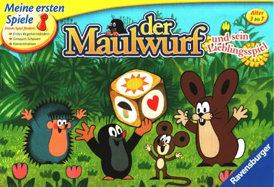 The image shows the packaging for a children's board game featuring cartoon characters.